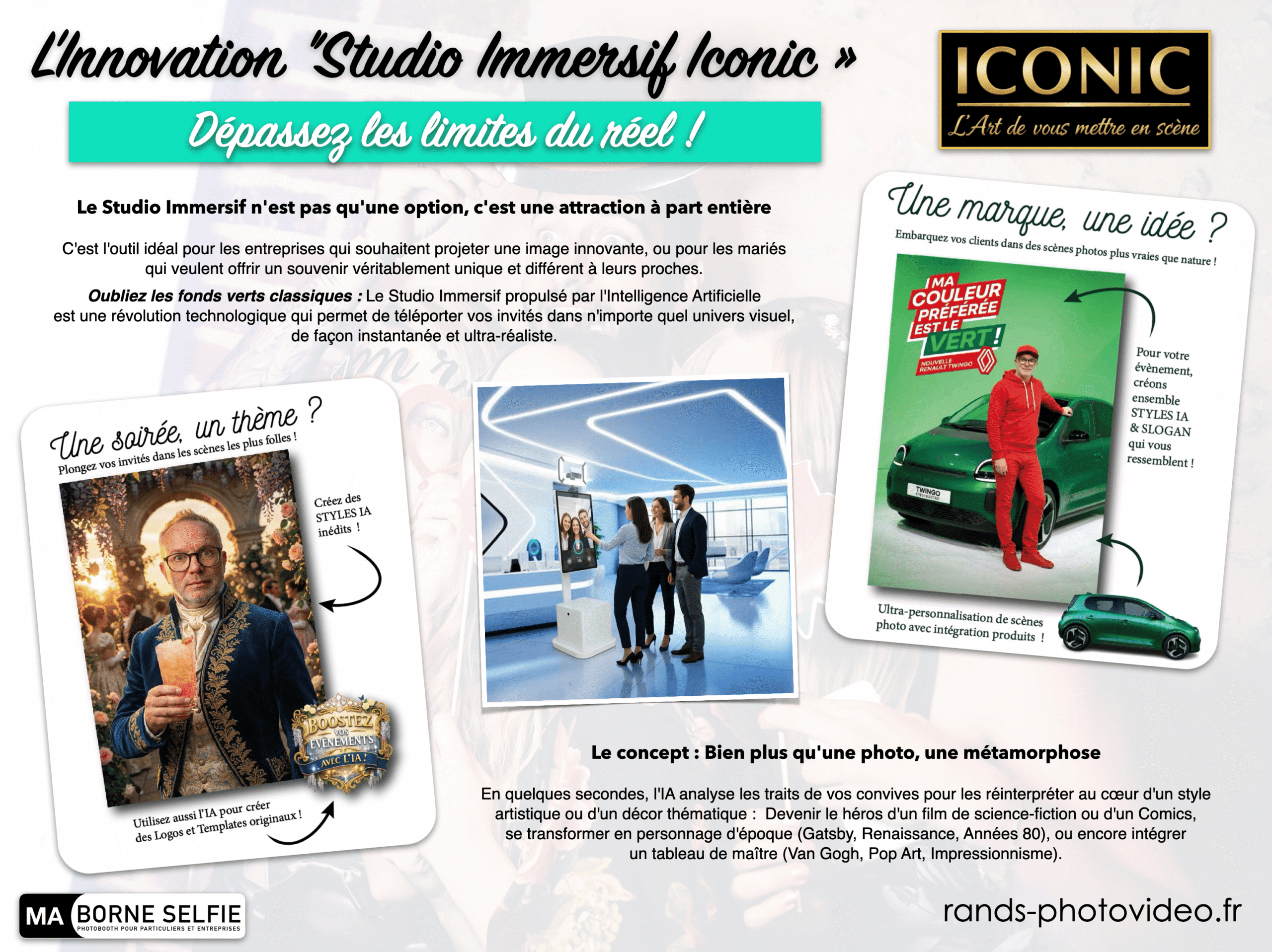 Photobooth IA avec analyse faciale et studio immersif 4K